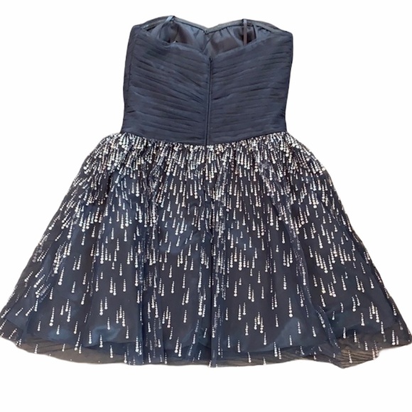 CACHE Glitter Strapless Cocktail Dress Holiday New Years Eve Gray Size 2 - Picture 4 of 9